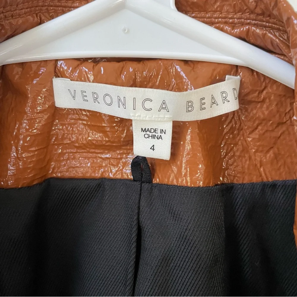 Veronica Beard Finnick Dickey Trench Coat Faux Leather Brown Size 4